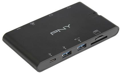Adapter HUB 6w1 PNY (USB-C na 1 x D-Sub, 1 x HDMI Type A, 1 x RJ-45 (LAN), 2 x USB 3.1 Type A, 1 x USB 3.1 Type C, 1 x SD/microSD)  - Oferta EXPO2024