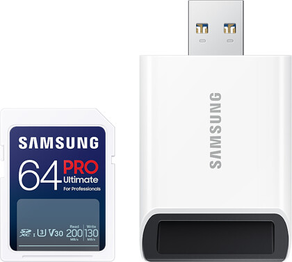 Karta Pamięci Samsung SDXC 64GB PRO Ultimate 2023 (200/130MB/s) + czytnik (MB-SY64SB/WW)  - Oferta EXPO2024