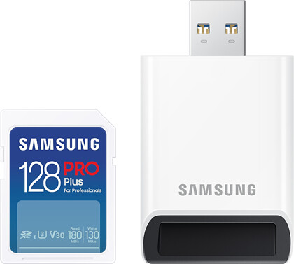 Karta Pamięci Samsung SDXC 128GB PRO Plus 2023 (180/130MB/s) + Czytnik (MB-SD128SB/WW)  - Oferta EXPO2024