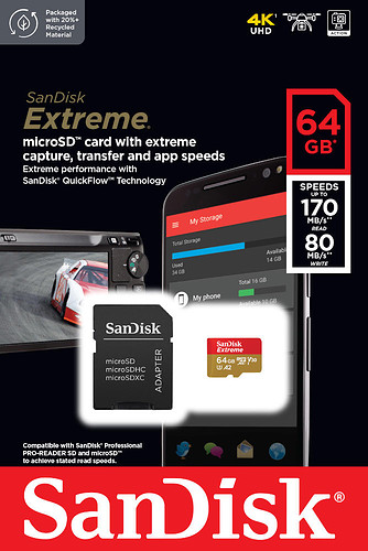 Karta pamięci SanDisk microSDXC Extreme 64GB (170MB/s) V30 A2+ adapter SD/SDSQXAH-064G-GN6MA