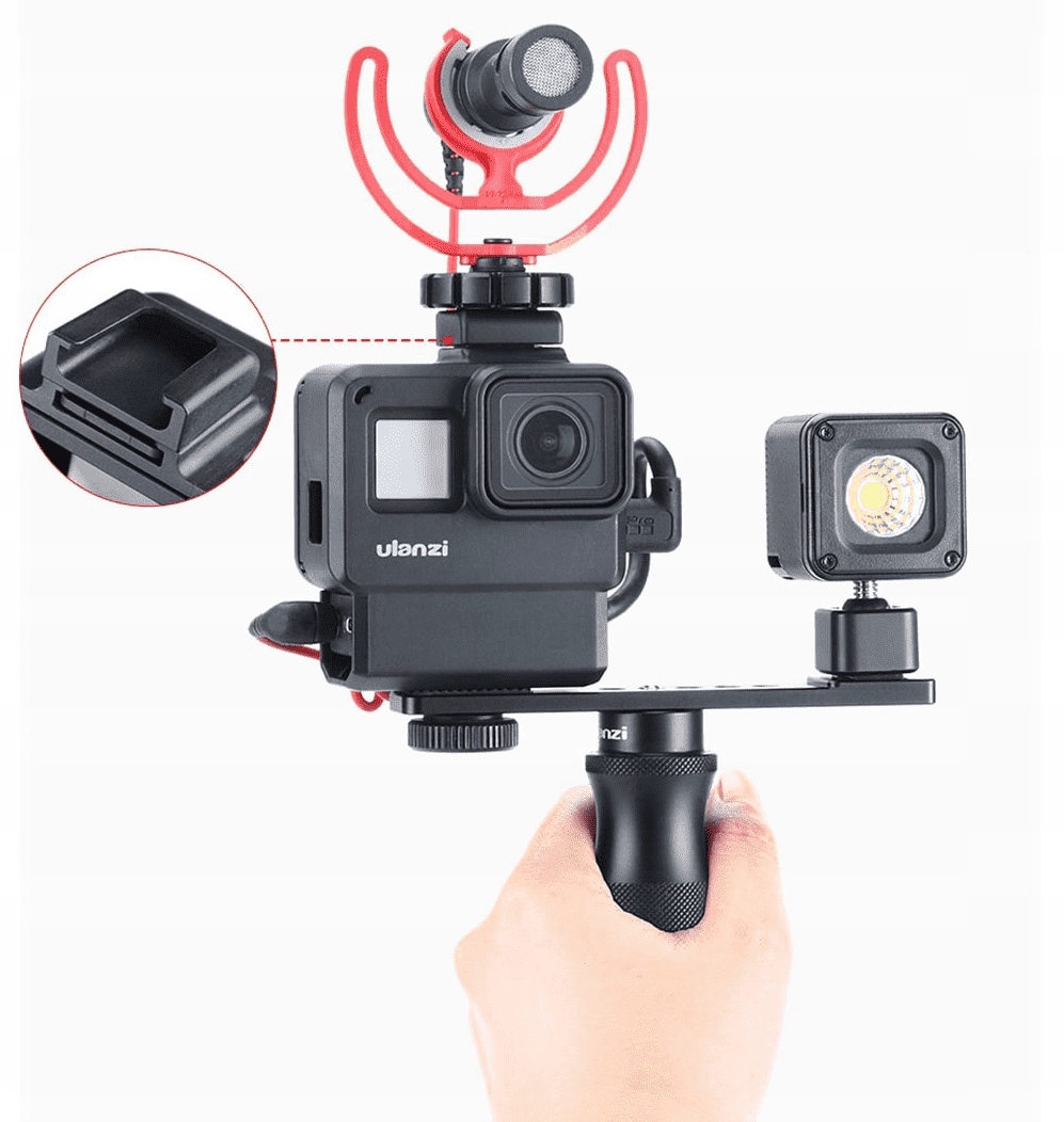 Zestaw 5w1 Ulanzi V2 Pro ramka obudowa do GoPro 5 6 7 + mocowanie na adapter audio i filtr 52mm