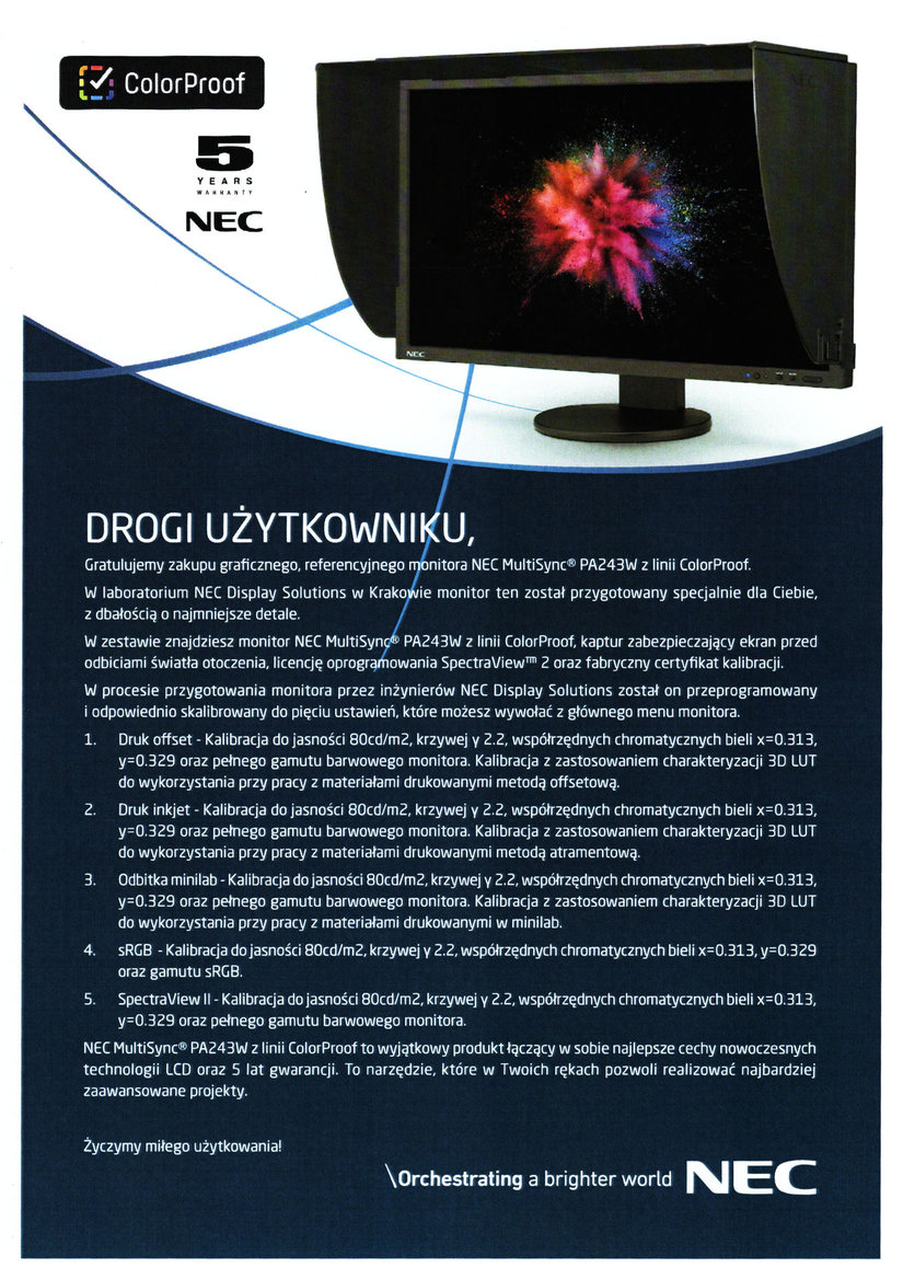 Monitor NEC MultiSync PA243W-CPr ColorProof (czarny)
