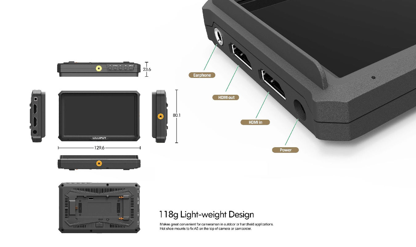 Monitor podglądowy Lilliput A5 | 400nit