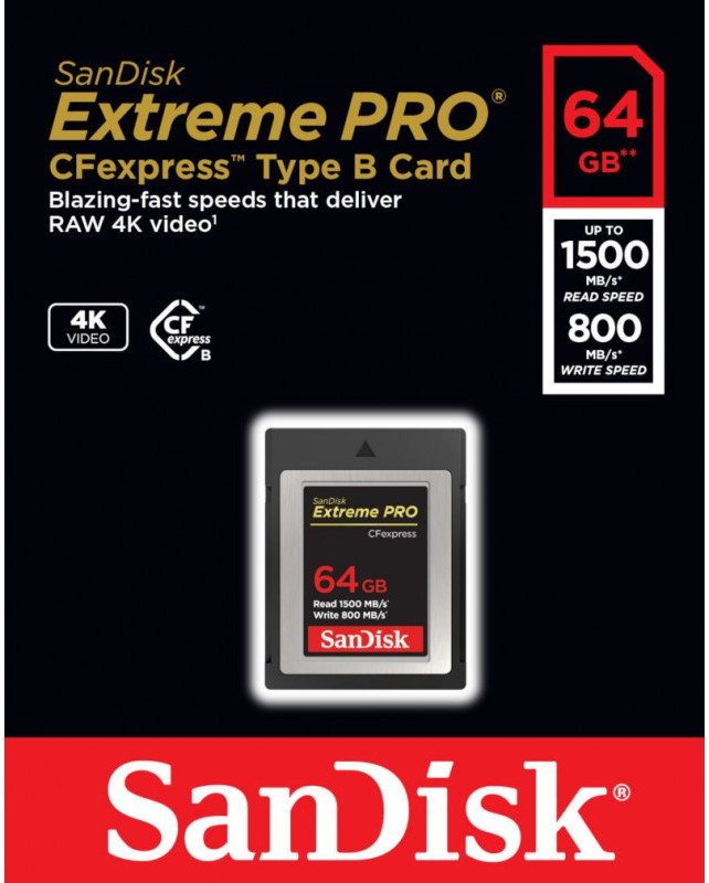 Karta pamięci SanDisk CFexpress 64GB Exterme Pro Type B (1500MB/s)