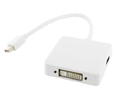 Adapter 4world mini DisplayPort > HDMI + DisplayPort + DVI-I, biały
