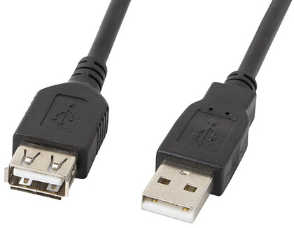 Lanberg Przedłużacz USB 2.0 USB-AM USB-AF 1.8M czarny (CA-USBE-10CC-0018-BK)